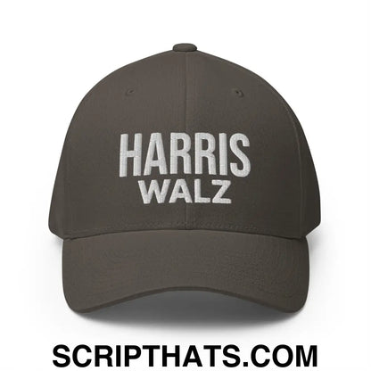 Harris Walz Embroidered Stretch Fit Baseball Hat Dark Grey