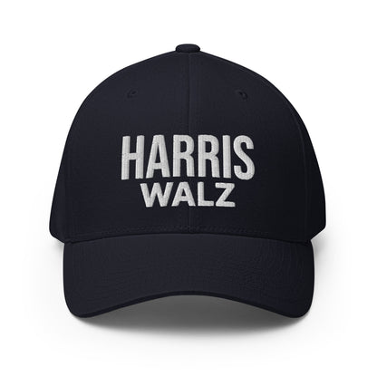 Harris Walz Embroidered Stretch Fit Baseball Hat Dark Navy