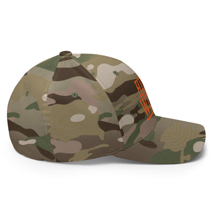 Harris-Walz Embroidered Stretch Fit Baseball Hat Orange Camo Multicam Green