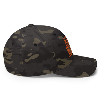 Harris-Walz Embroidered Stretch Fit Baseball Hat Orange Camo Multicam Black