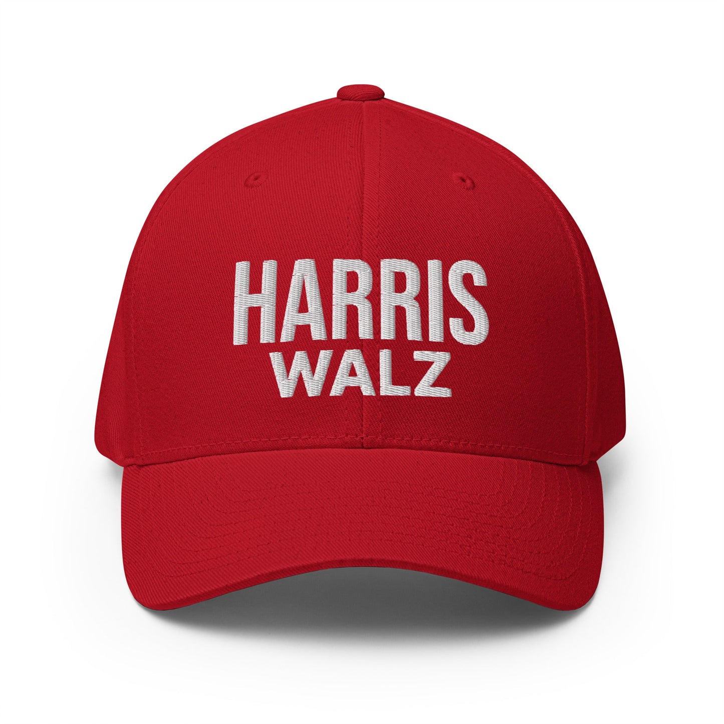 Harris Walz Embroidered Stretch Fit Baseball Hat Red