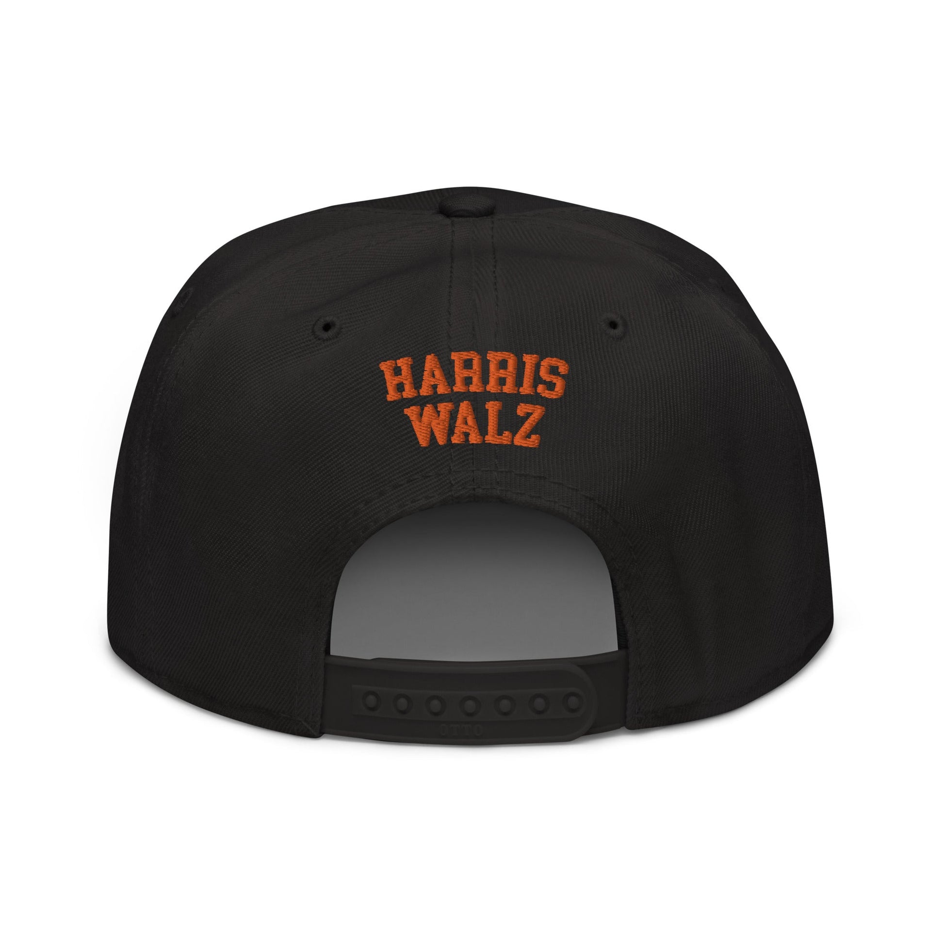 Harris Walz Jack-O'-Lantern Pumpkin Halloween Embroidered Flat Bill Brim High Crown Snapback Hat Black