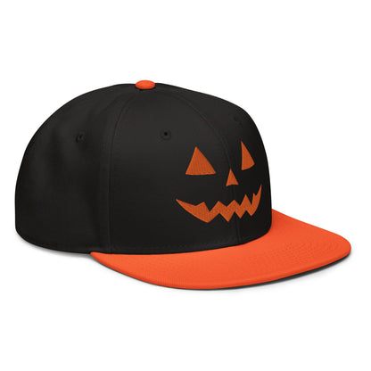 Harris Walz Jack-O'-Lantern Pumpkin Halloween Embroidered Flat Bill Brim High Crown Snapback Hat Orange Black Black