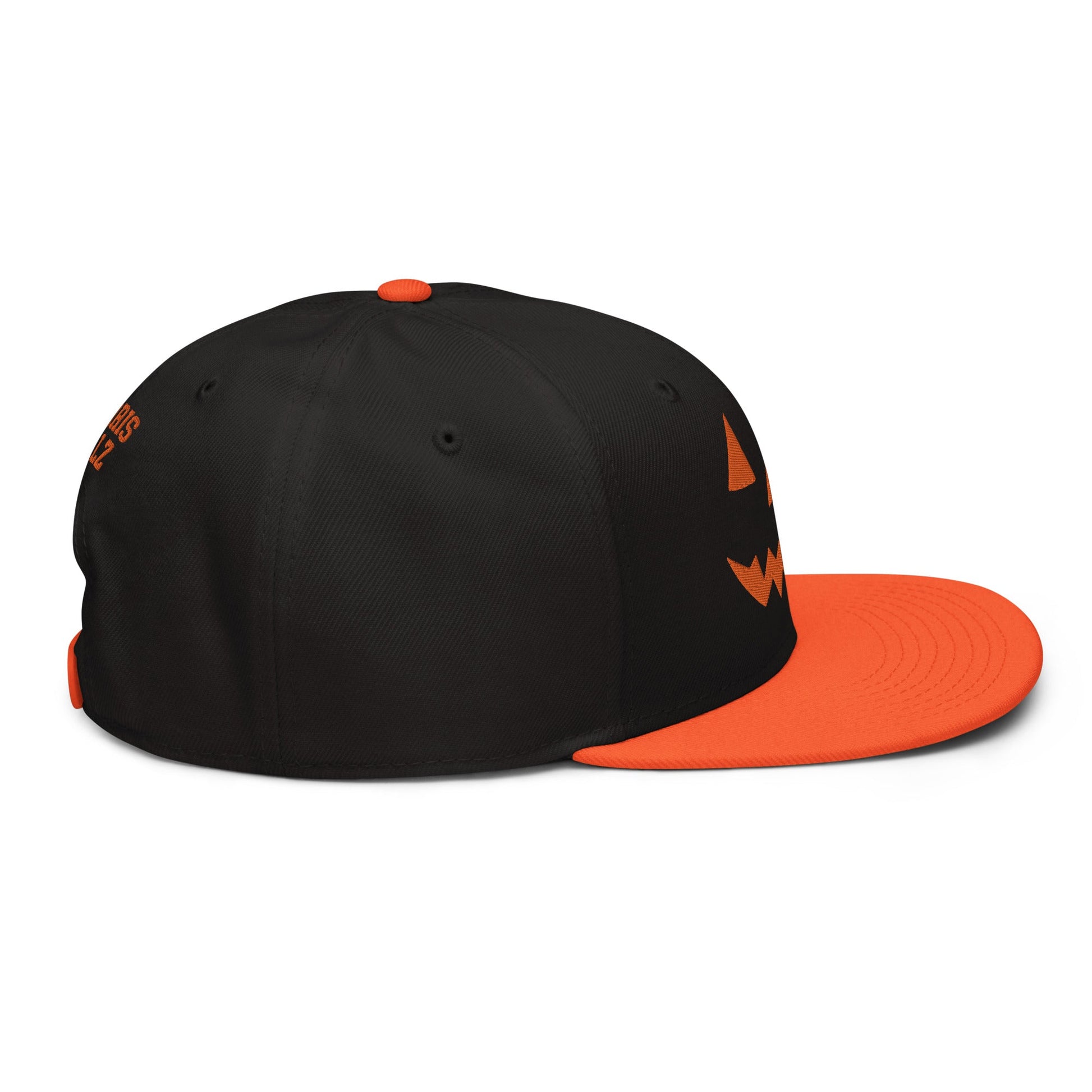 Harris Walz Jack-O'-Lantern Pumpkin Halloween Embroidered Flat Bill Brim High Crown Snapback Hat Orange Black Black