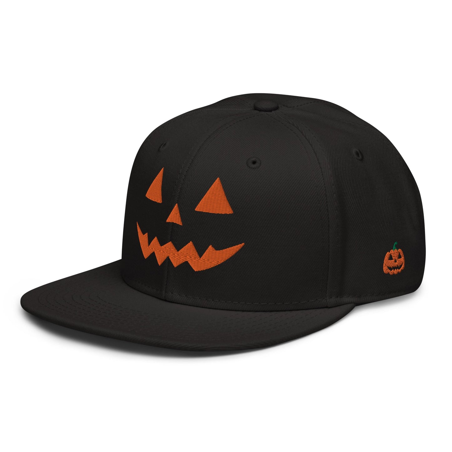 Harris Walz Jack-O'-Lantern Pumpkin Halloween Embroidered Flat Bill Brim High Crown Snapback Hat Black