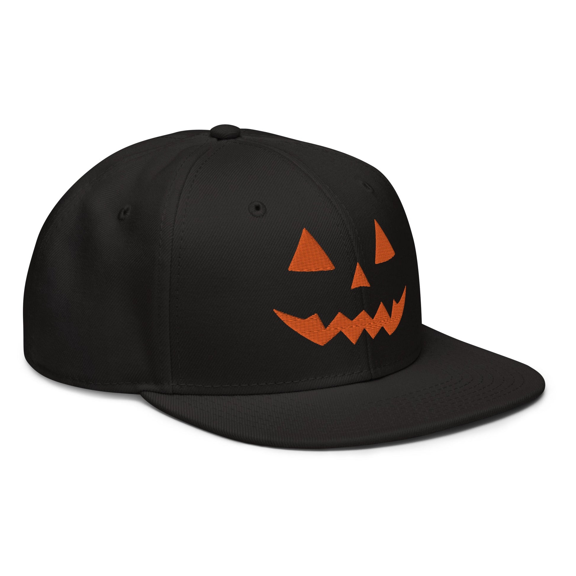 Harris Walz Jack-O'-Lantern Pumpkin Halloween Embroidered Flat Bill Brim High Crown Snapback Hat Black