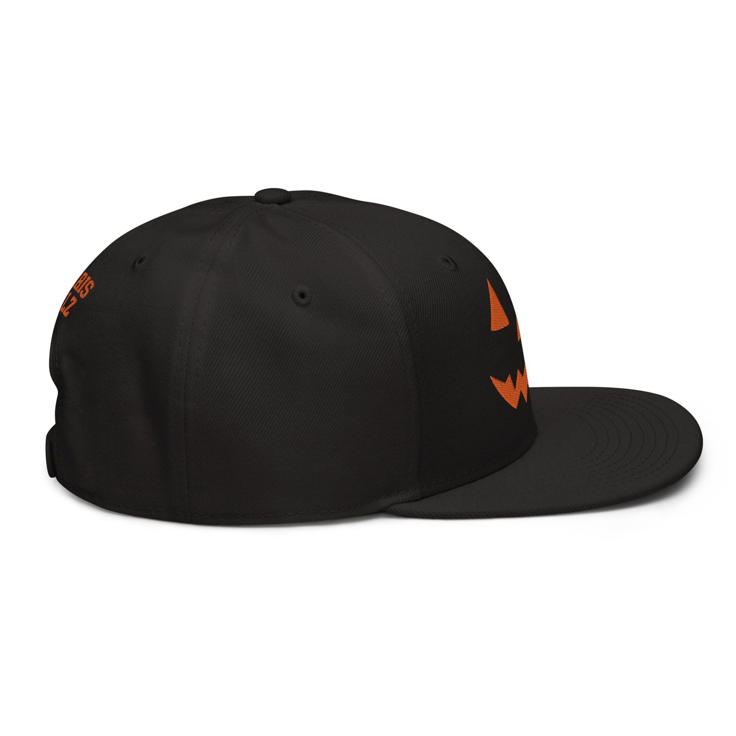 Harris Walz Jack-O'-Lantern Pumpkin Halloween Embroidered Flat Bill Brim High Crown Snapback Hat Black