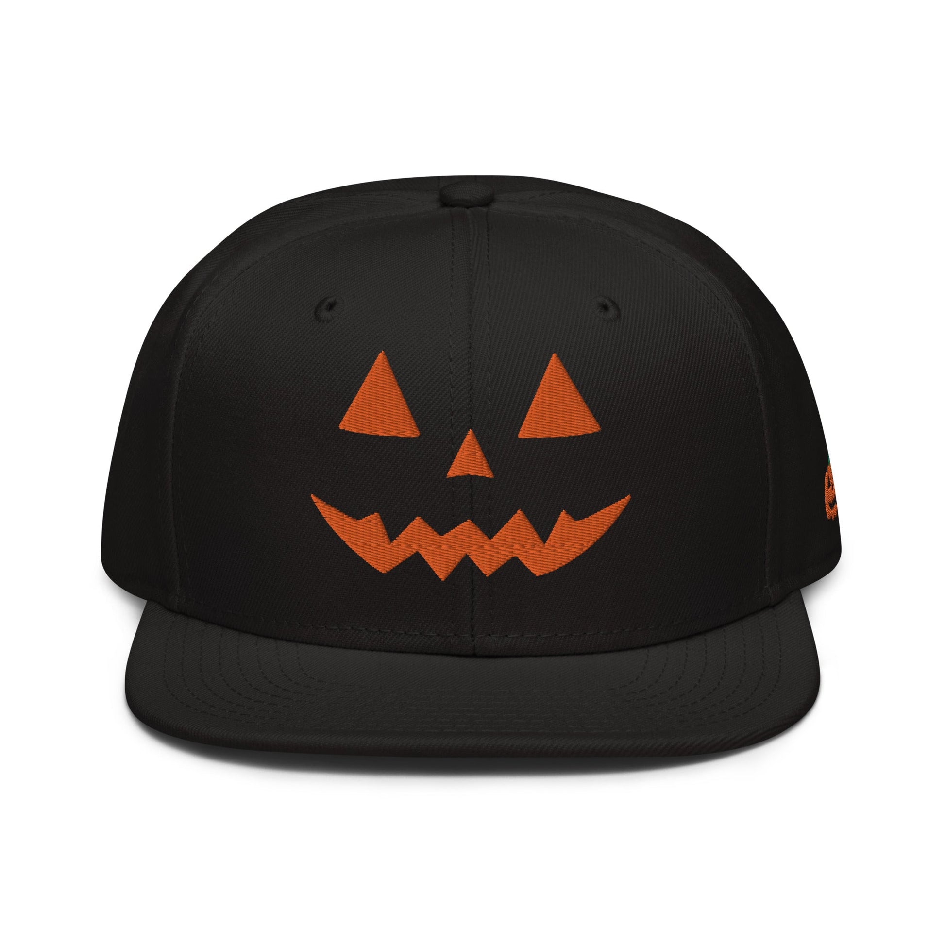 Harris Walz Jack-O'-Lantern Pumpkin Halloween Embroidered Flat Bill Brim High Crown Snapback Hat Black