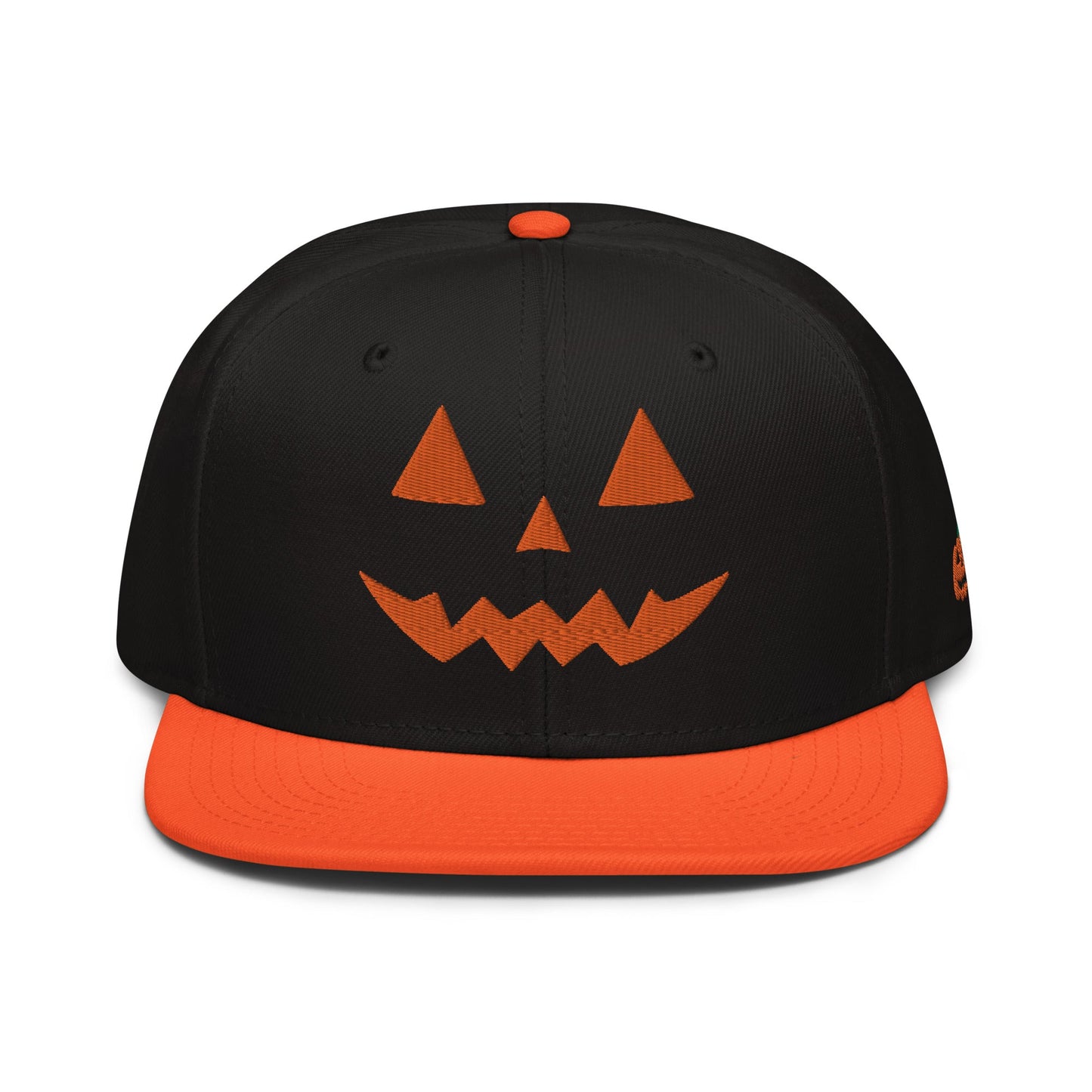 Harris Walz Jack-O'-Lantern Pumpkin Halloween Embroidered Flat Bill Brim High Crown Snapback Hat Orange Black Black