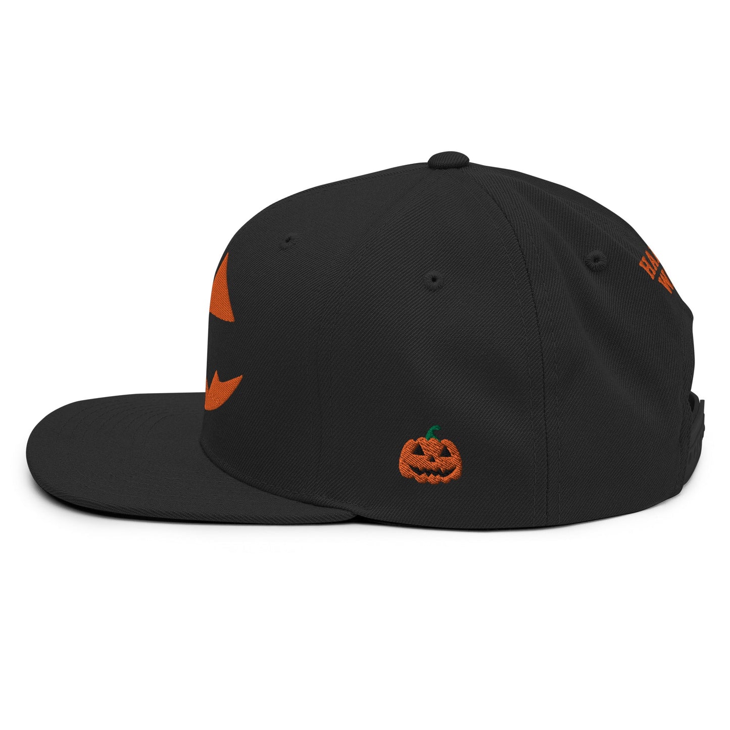 Harris Walz Jack-O'-Lantern Pumpkin Halloween Embroidered Flat Bill Brim Snapback Hat Default Title