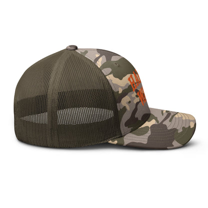 Harris Walz Midwest Camo Trucker Hat Orange Camo Olive