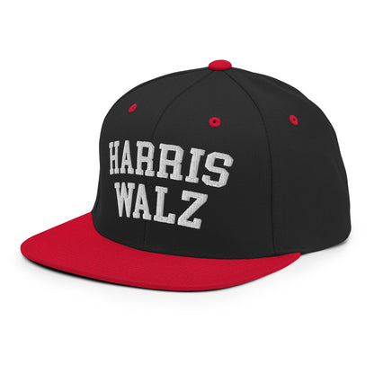 Harris Walz Midwest Flat Bill Brim Snapback Hat Black Red