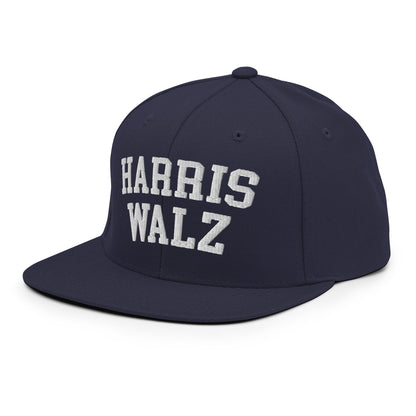 Harris Walz Midwest Flat Bill Brim Snapback Hat Navy