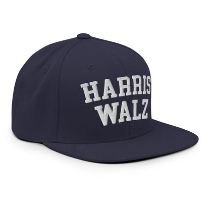 Harris Walz Midwest Flat Bill Brim Snapback Hat Navy