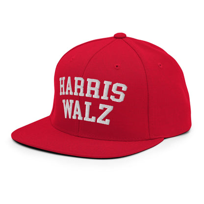 Harris Walz Midwest Flat Bill Brim Snapback Hat Red