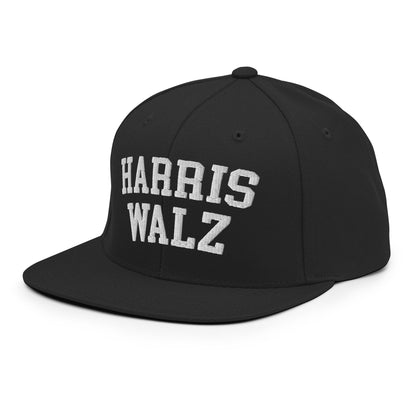 Harris Walz Midwest Flat Bill Brim Snapback Hat Black