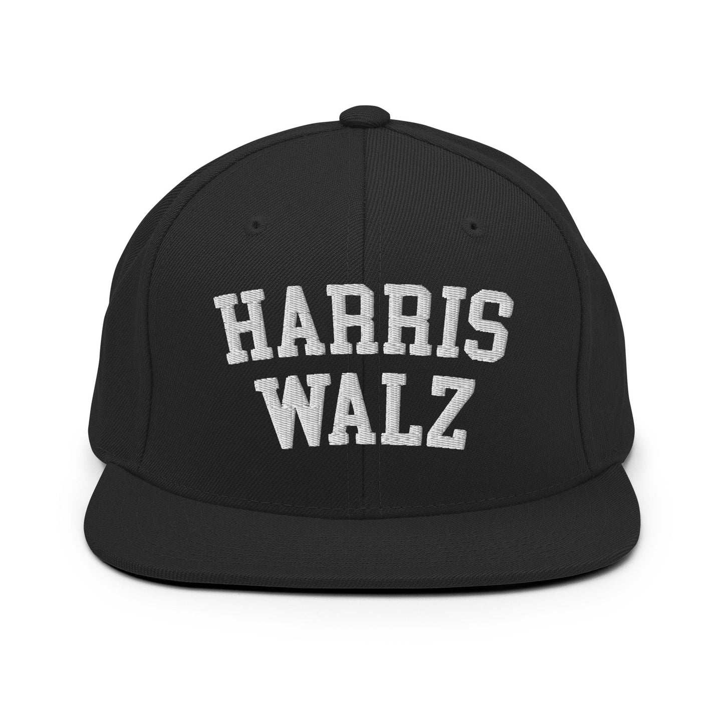 Harris Walz Midwest Flat Bill Brim Snapback Hat Black