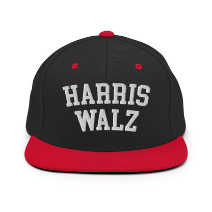 Harris Walz Midwest Flat Bill Brim Snapback Hat Black Red