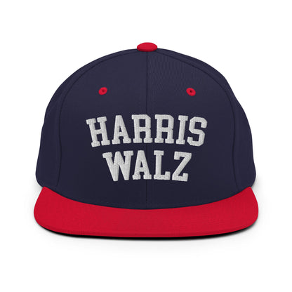 Harris Walz Midwest Flat Bill Brim Snapback Hat Navy Red