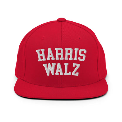 Harris Walz Midwest Flat Bill Brim Snapback Hat Red