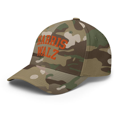 Harris-Walz Midwest Princess Parody Embroidered Stretch Fit Baseball Hat Orange Camo Multicam Green