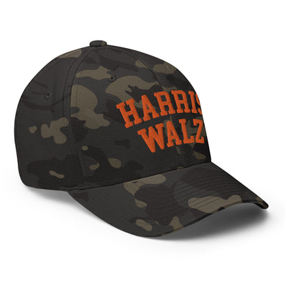 Harris-Walz Midwest Princess Parody Embroidered Stretch Fit Baseball Hat Orange Camo Multicam Black