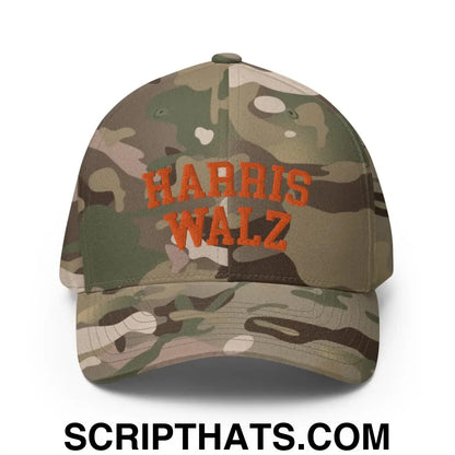 Harris-Walz Midwest Princess Parody Embroidered Stretch Fit Baseball Hat Orange Camo Multicam Green