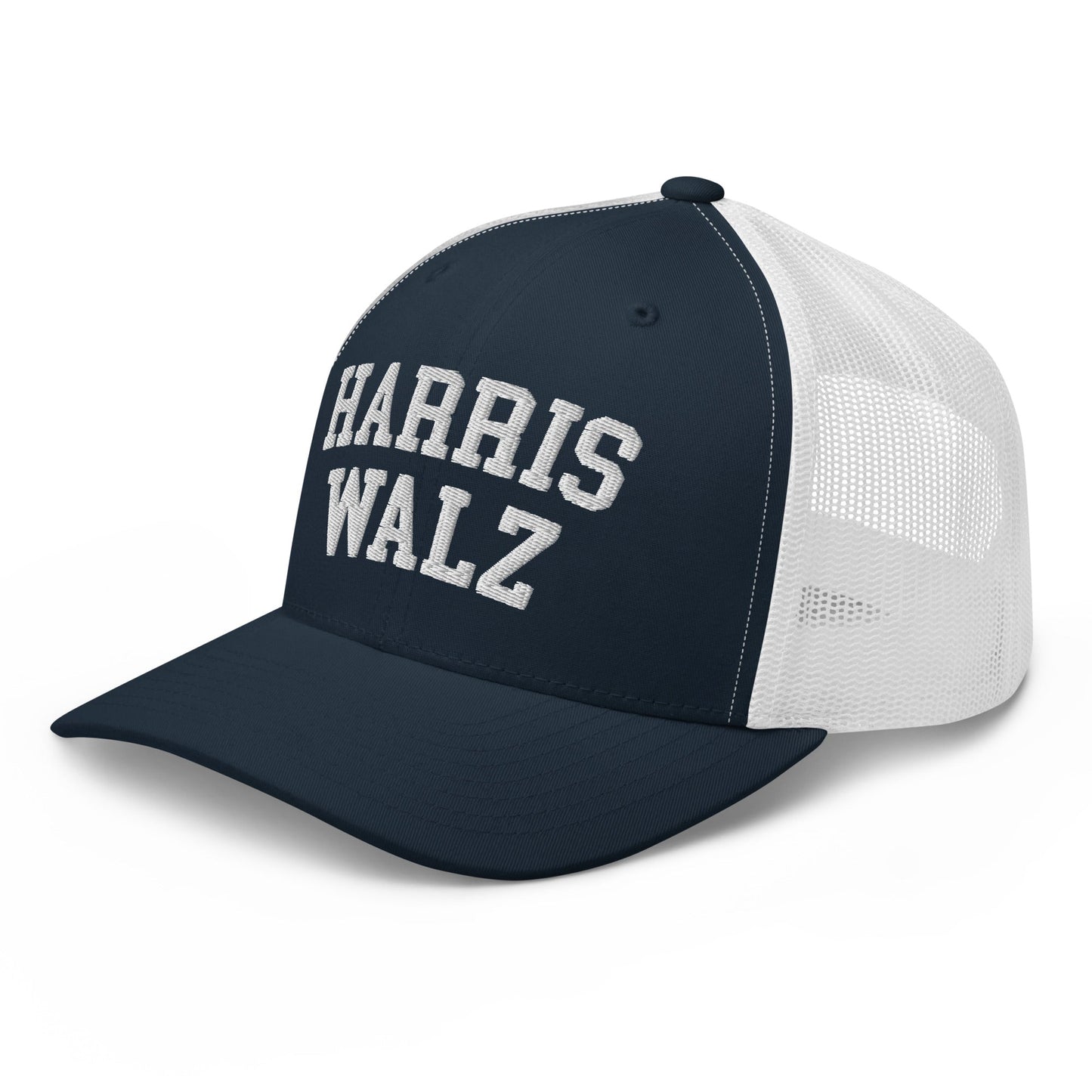 Harris Walz Midwest Retro Trucker Hat Navy White