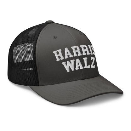 Harris Walz Midwest Retro Trucker Hat Charcoal Black