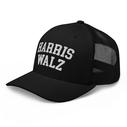 Harris Walz Midwest Retro Trucker Hat Black