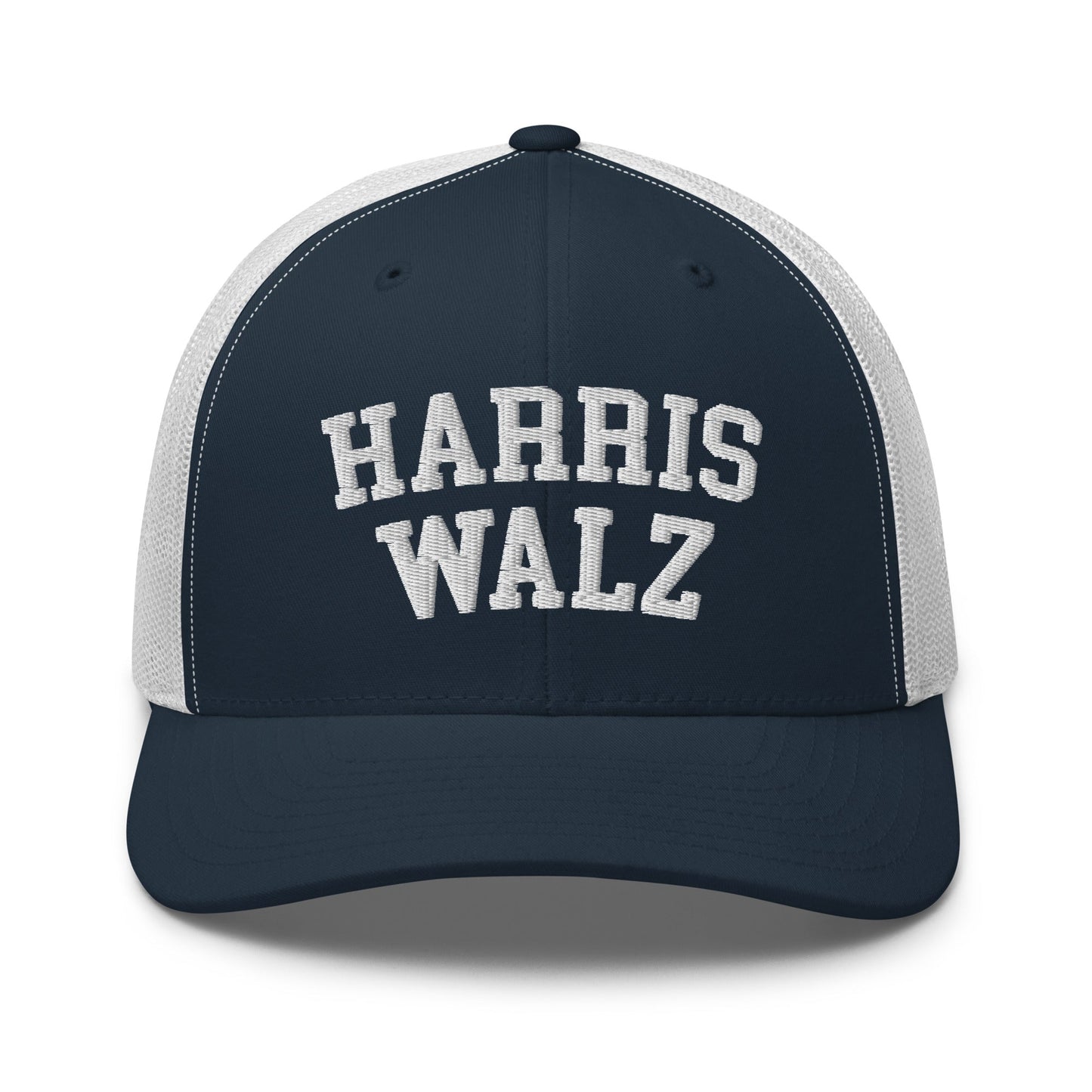 Harris Walz Midwest Retro Trucker Hat Navy White