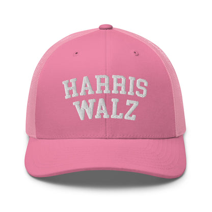 Harris Walz Midwest Retro Trucker Hat Pink