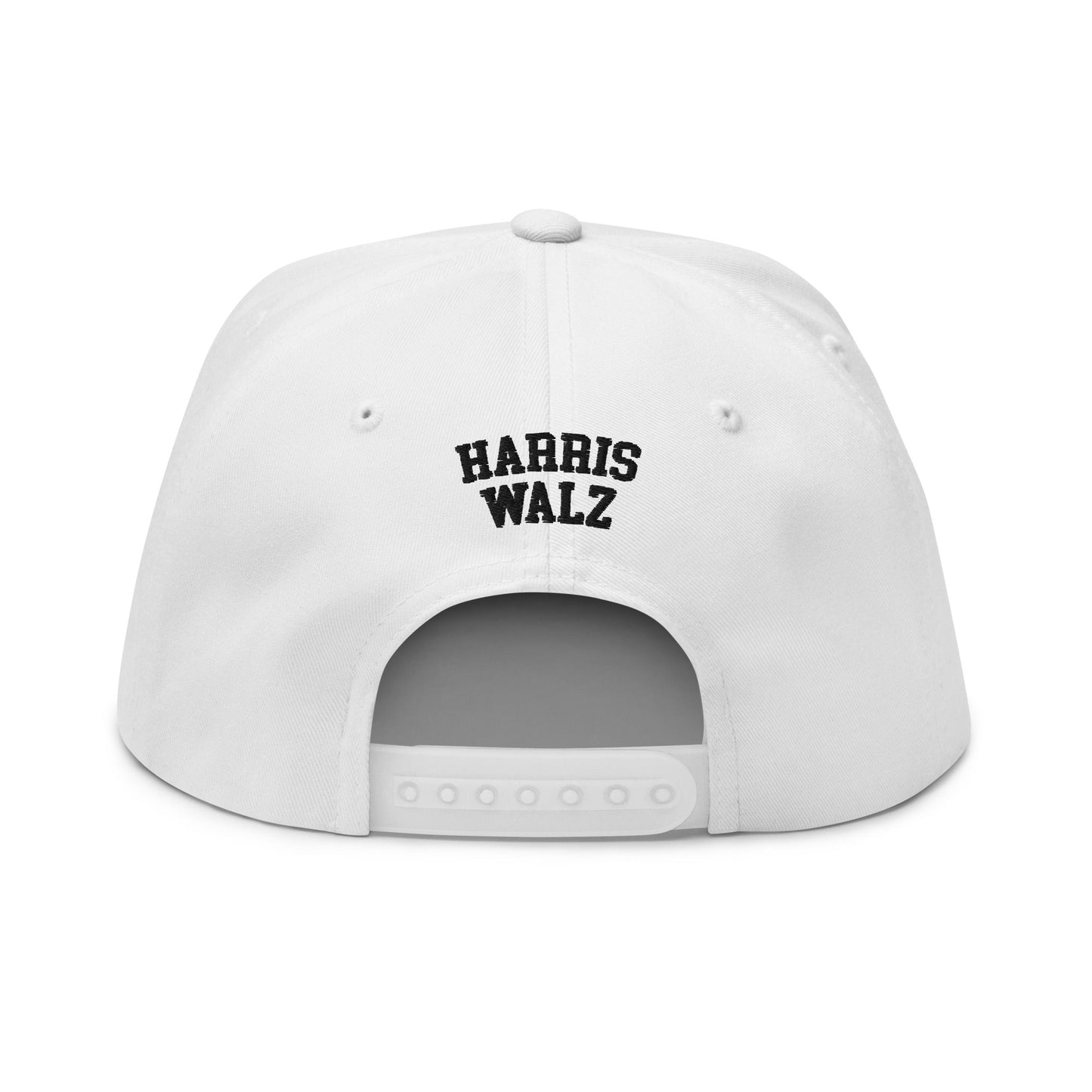 Harris Walz Scary Ghost Halloween Embroidered Flat Bill Brim 5 Panel Snapback Hat Default Title