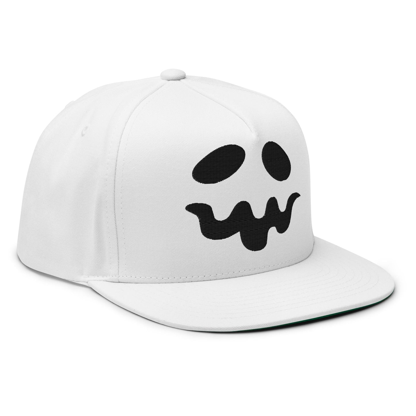 Harris Walz Scary Ghost Halloween Embroidered Flat Bill Brim 5 Panel Snapback Hat Default Title