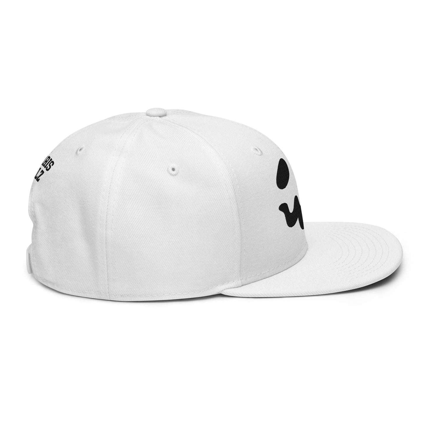 Harris Walz Scary Ghost Halloween Embroidered Flat Bill Brim High Crown Snapback Hat White