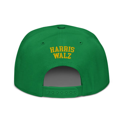 Harris Walz Witch Halloween Embroidered Flat Bill Brim High Crown Snapback Hat Default Title