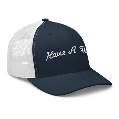 Have A Day Golf Retro Trucker Hat Navy White