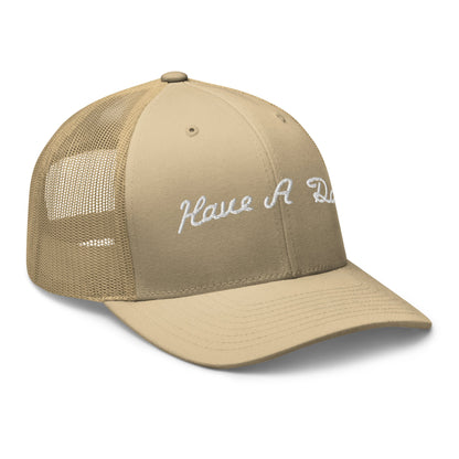 Have A Day Golf Retro Trucker Hat Khaki