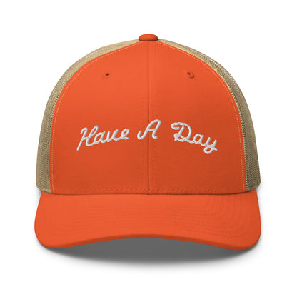 Have A Day Golf Retro Trucker Hat Rustic Orange Khaki