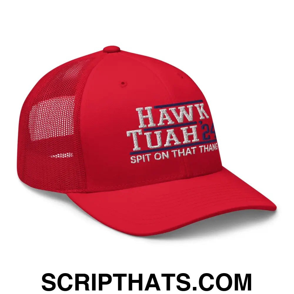 Hawk Tuah '24 2024 Tush Spit on that Thang Red Retro Trucker Hat Red