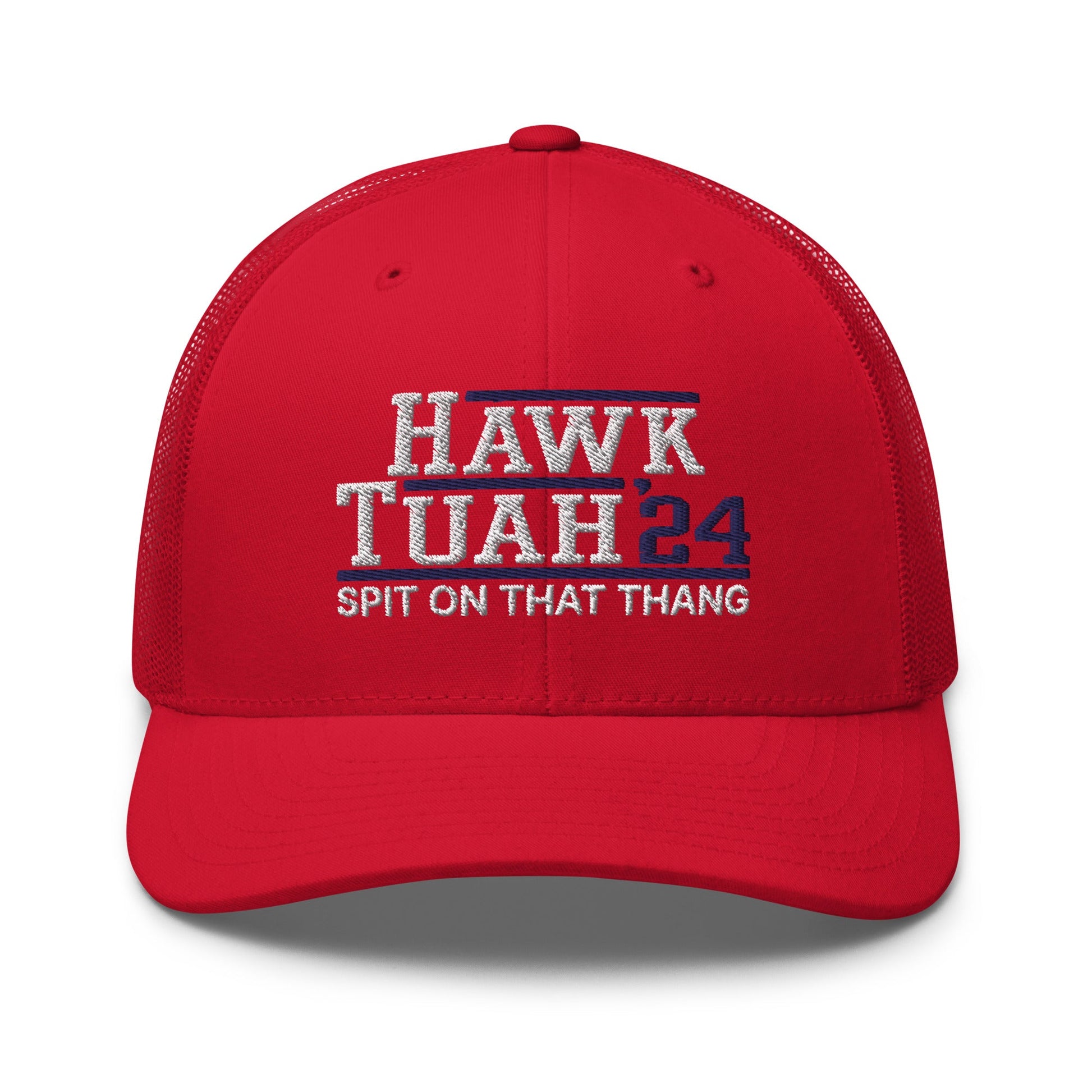 Hawk Tuah '24 2024 Tush Spit on that Thang Red Retro Trucker Hat Red