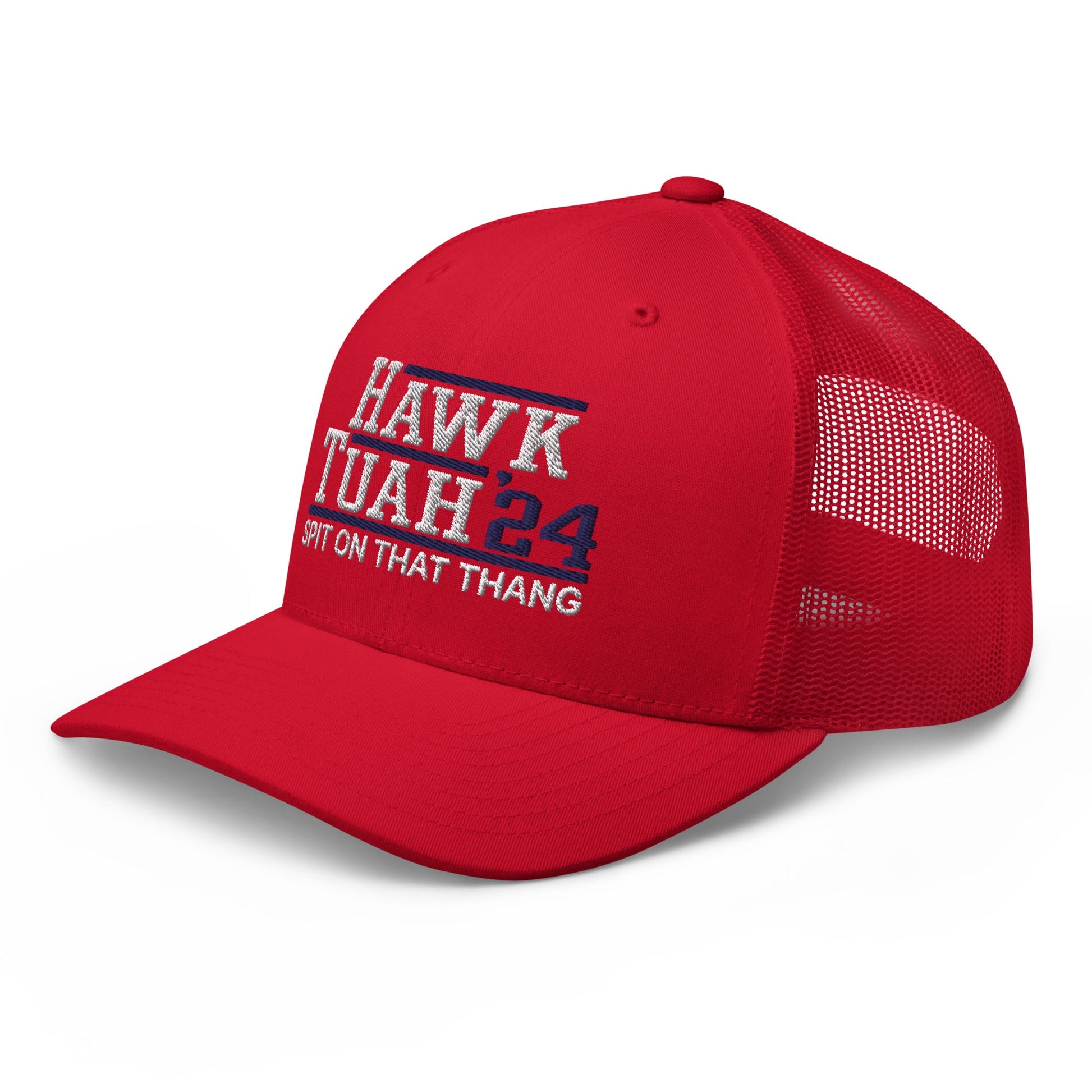 Hawk Tuah '24 2024 Tush Spit on that Thang Red Retro Trucker Hat Red