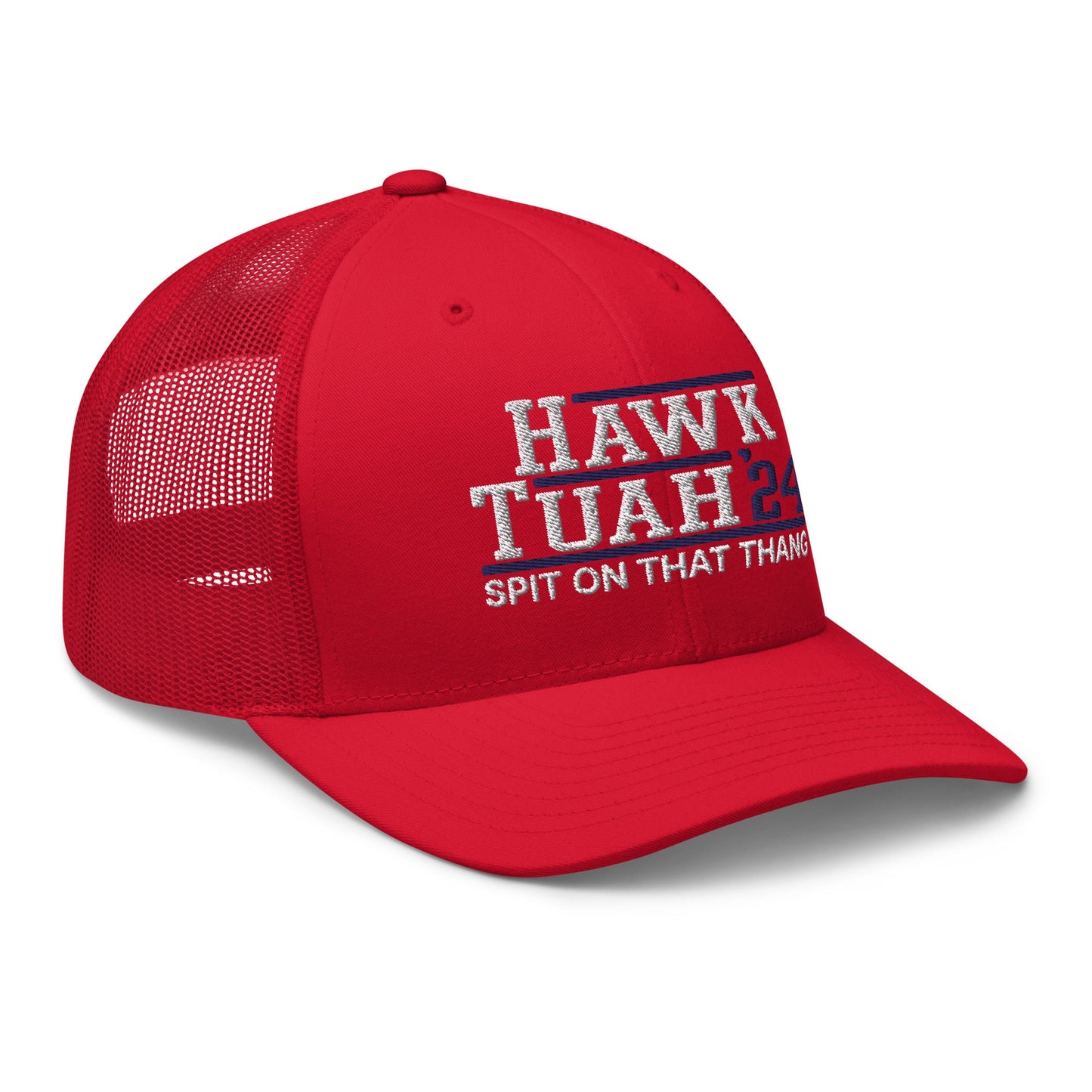 Hawk Tuah '24 2024 Tush Spit on that Thang Red Retro Trucker Hat Red