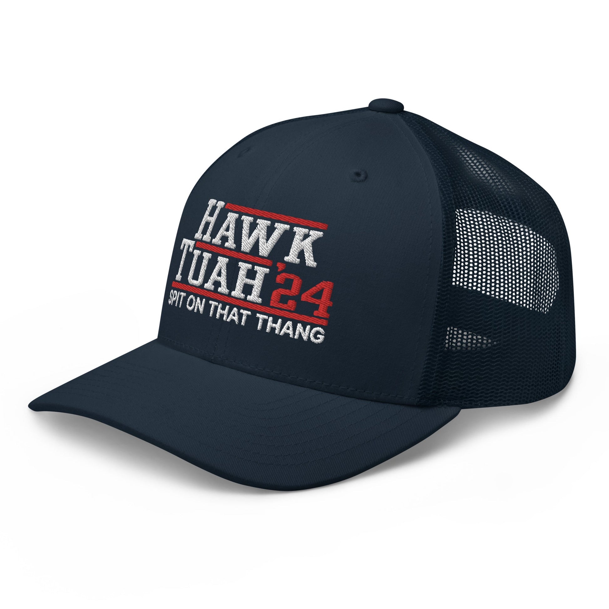 Hawk Tuah '24 2024 Tush Spit on that Thang Retro Trucker Hat Navy