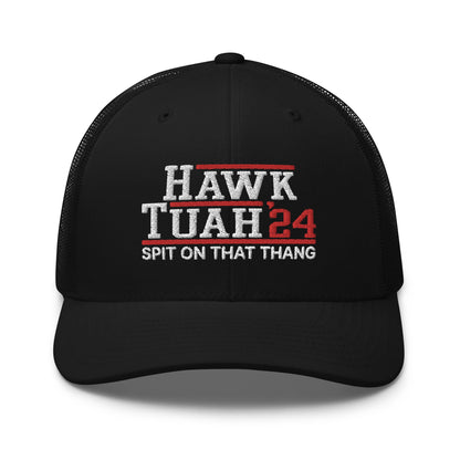 Hawk Tuah '24 2024 Tush Spit on that Thang Retro Trucker Hat Black