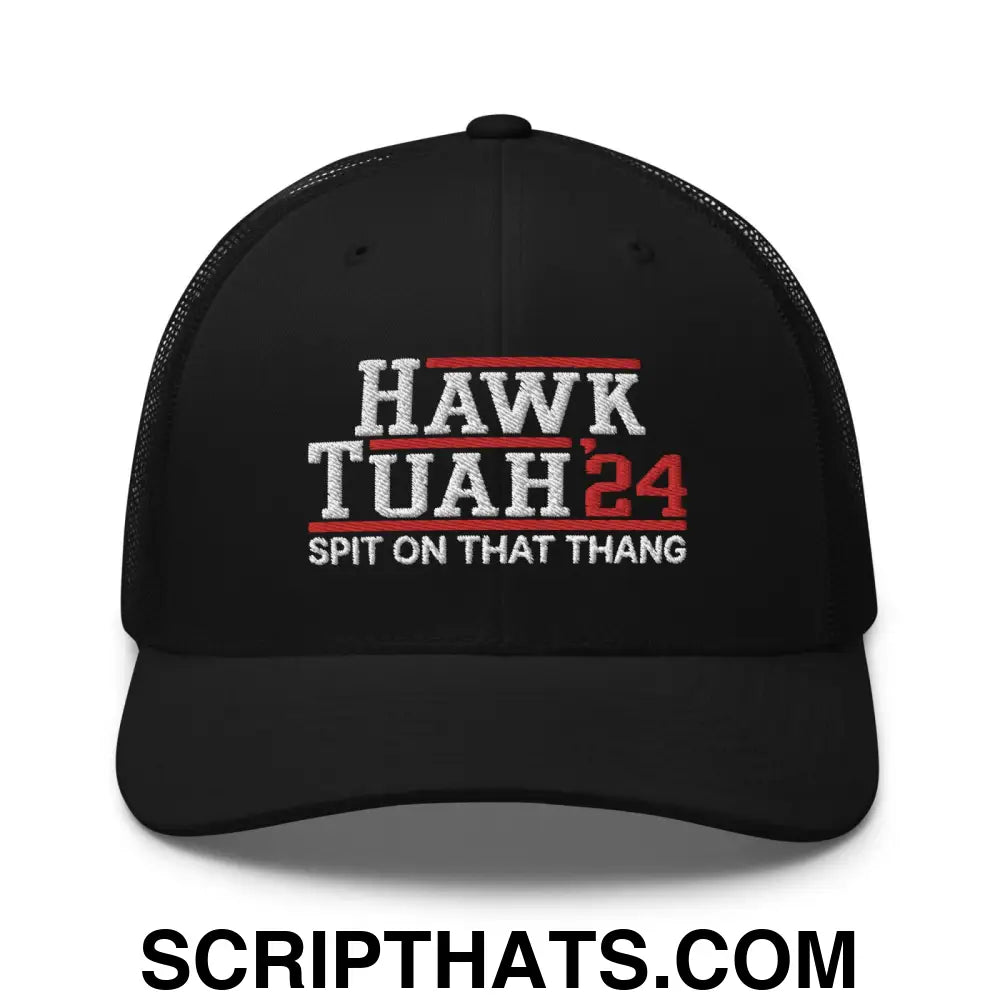 Hawk Tuah '24 2024 Tush Spit on that Thang Retro Trucker Hat Black