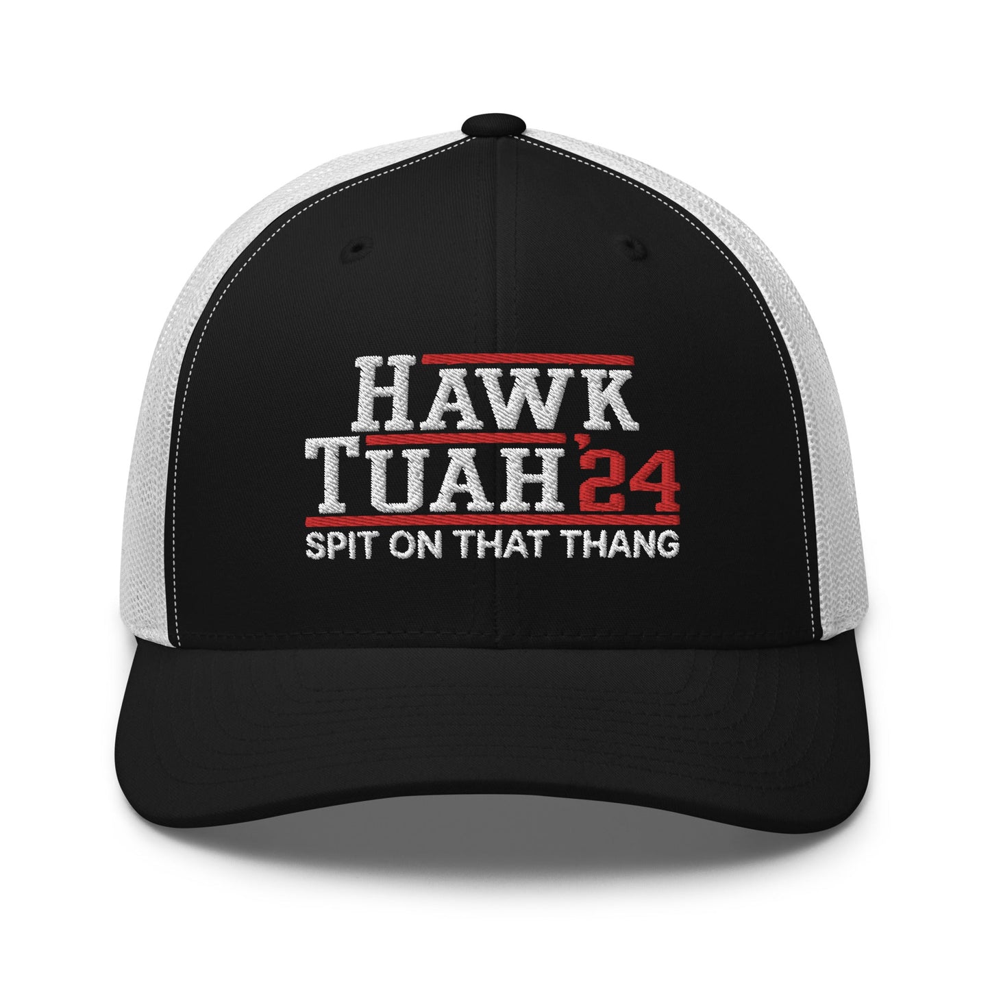 Hawk Tuah '24 2024 Tush Spit on that Thang Retro Trucker Hat Black White