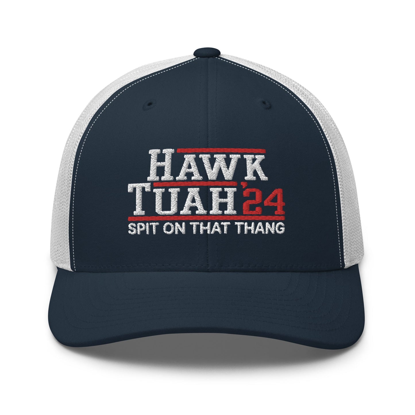 Hawk Tuah '24 2024 Tush Spit on that Thang Retro Trucker Hat Navy White