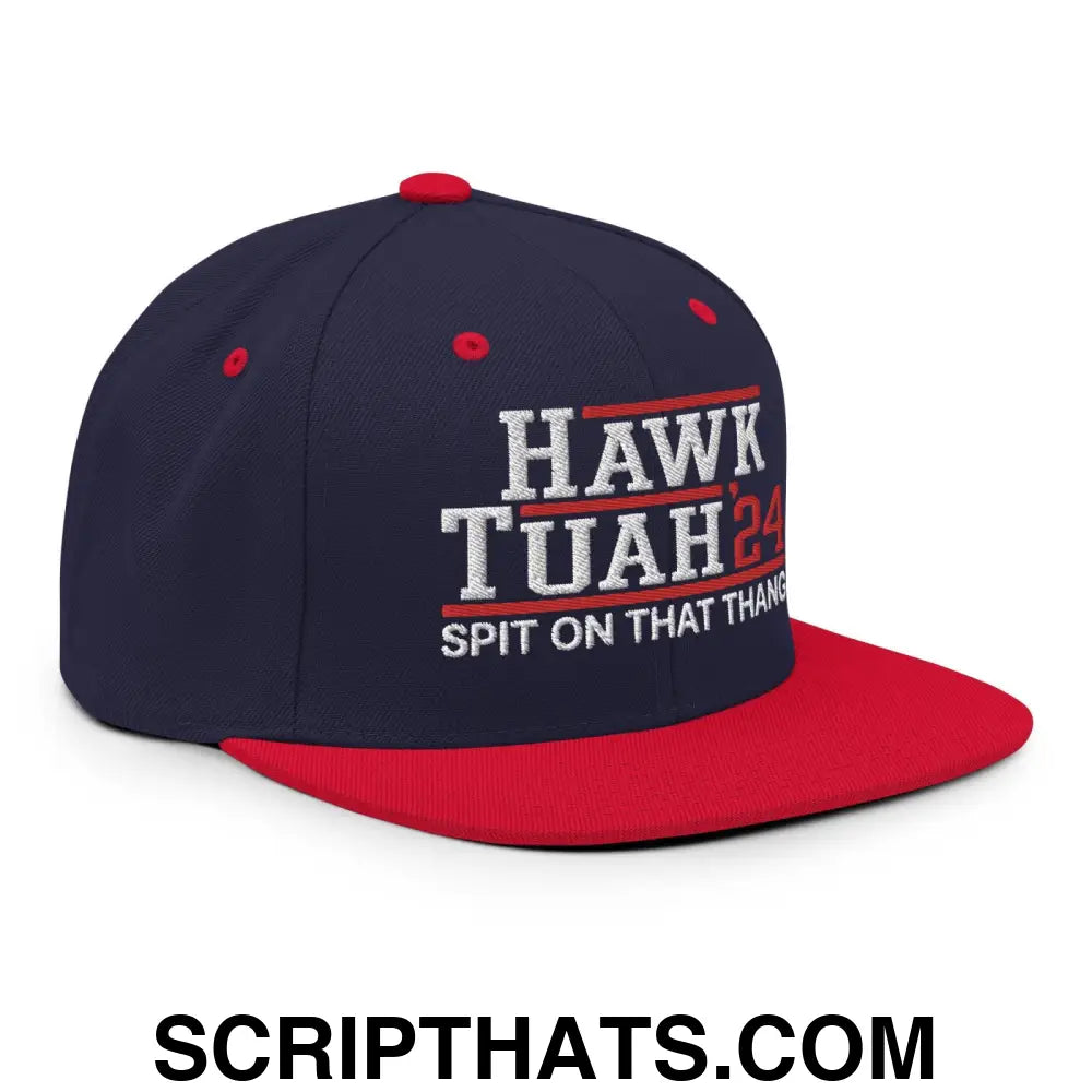 Hawk Tuah '24 2024 Tush Spit on that Thang Snapback Hat Navy Red