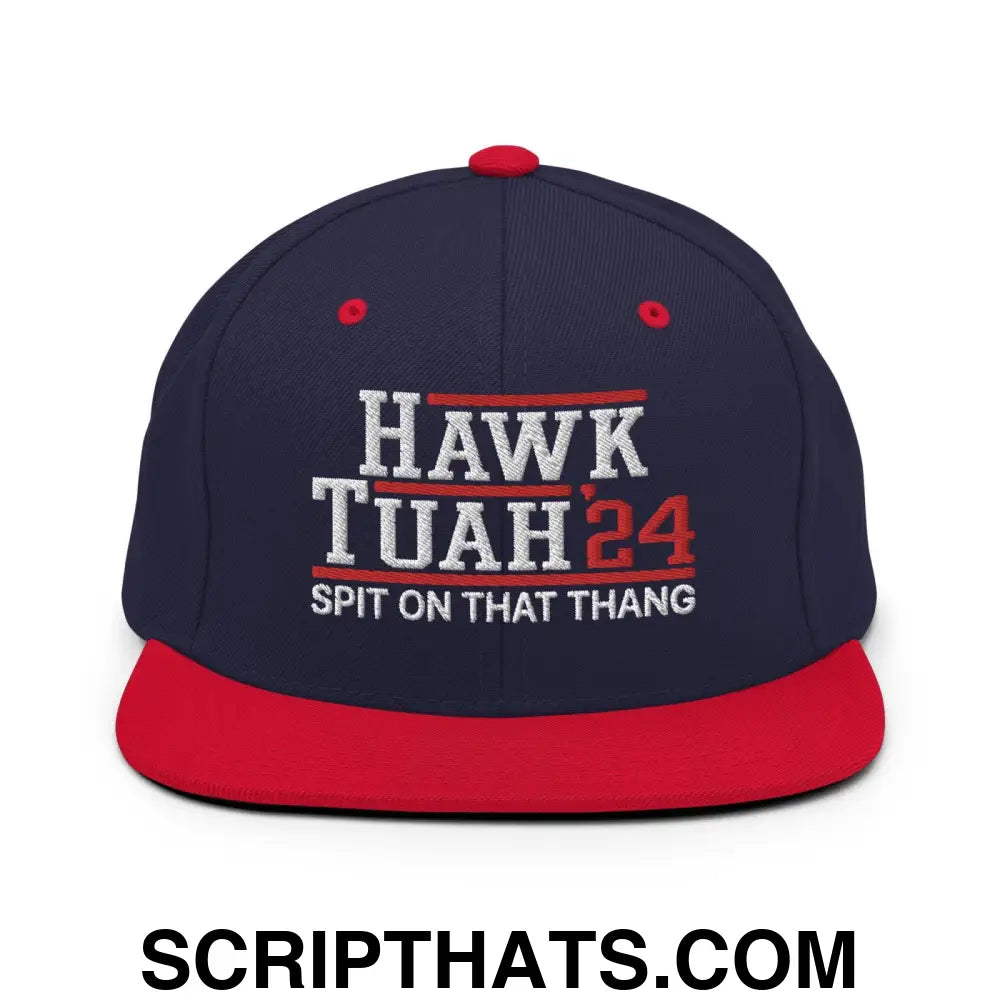 Hawk Tuah '24 2024 Tush Spit on that Thang Snapback Hat Navy Red